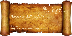 Macska Árpád névjegykártya